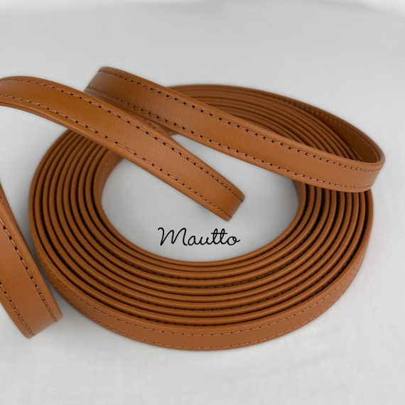 Finished Dark Tan Leather Strapping 1/2 Inch Wide for