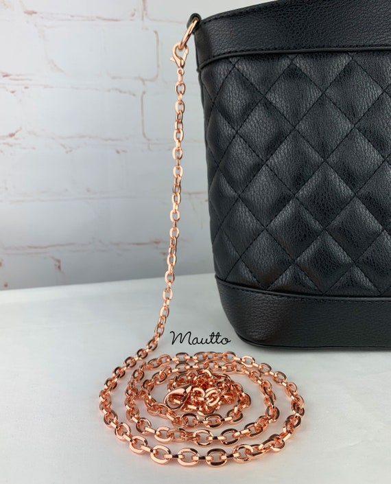 Classic NICKEL Chain Bag Strap with Leather Weaved Through - Choice of  Length & Hooks - Additional Leather Colors Available!