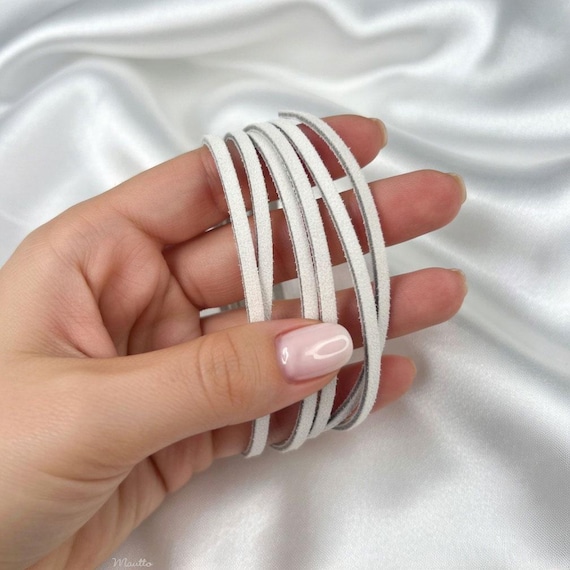Thick White Leather Lacing: 3mm Wide, 1 Yard - DIY Crafts, Drawstrings