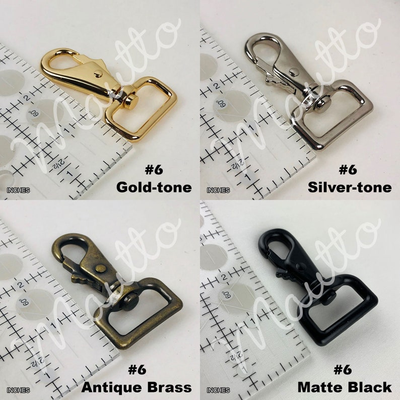Swiveling clip options for black pebbled textured leather straps for purses, handbags and more.