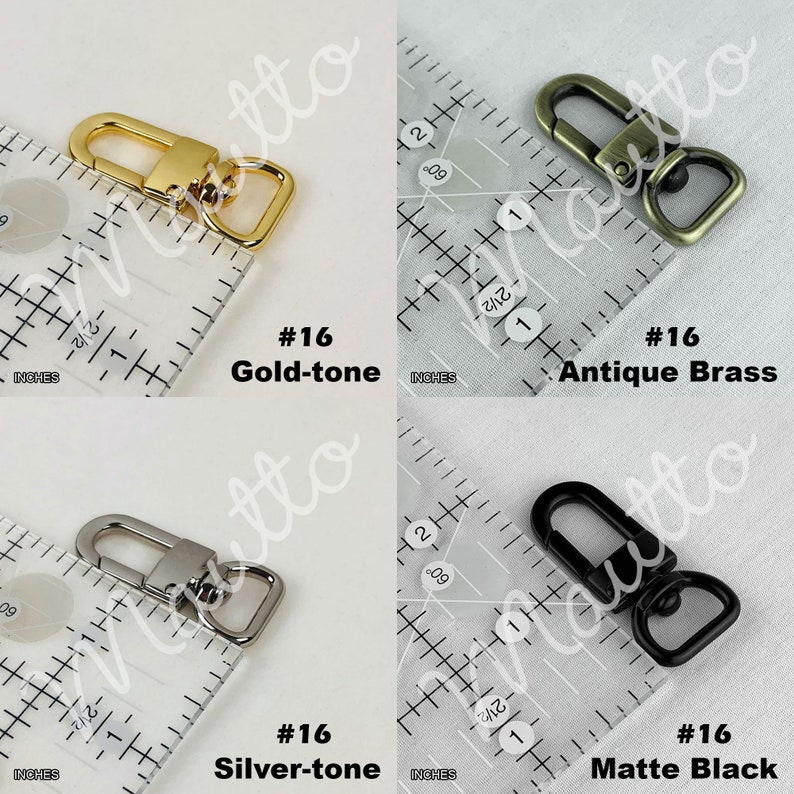 Clip styles and finishes available for petite leather straps by Mautto.