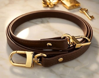 Dark Brown Damier Ebene Leather Bag Strap for LV Accessoires: Customize Length