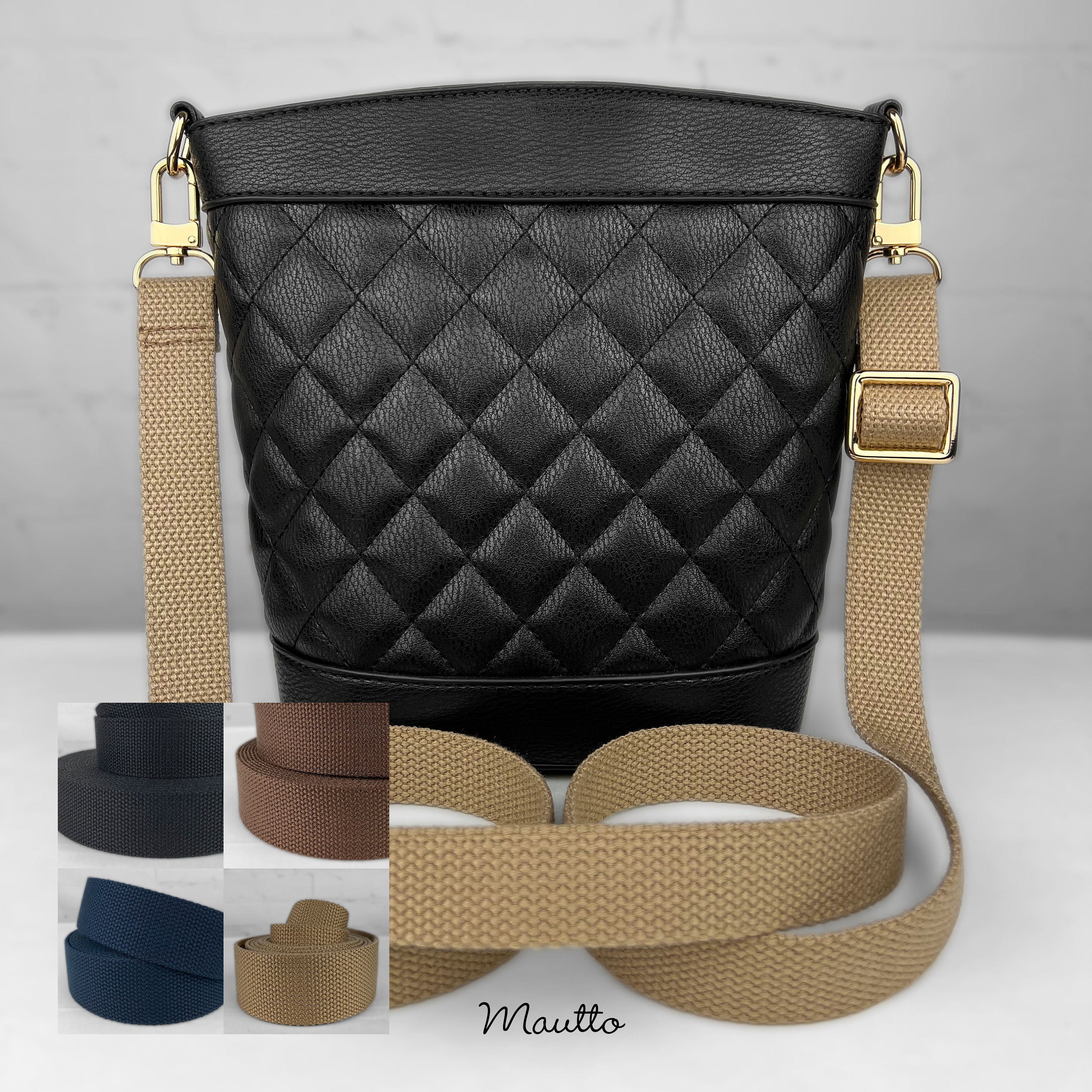 Black Pebble Leather Strap Shoulder to Crossbody Lengths 1 Inch