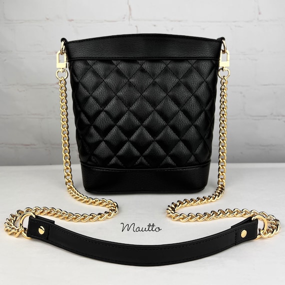 Classic GOLD Chain Bag Strap With Leather Weaved/threaded 