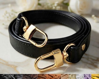 Black Pebble Leather Purse Strap – Customize Length and Connector Styles