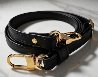 Black Leather Adjustable Crossbody Strap: for Louis Vuitton Eva