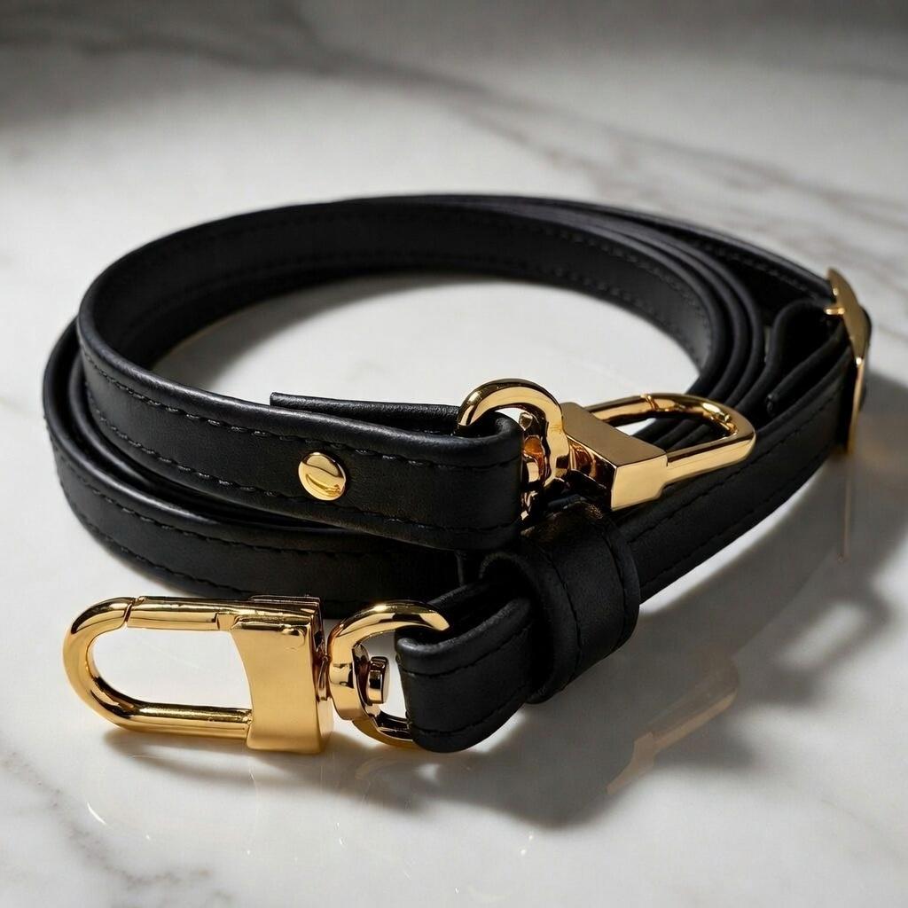 Black Leather Adjustable Crossbody Strap: for Louis Vuitton Eva
