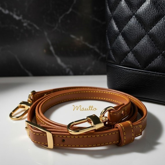 Handmade Leather Crossbody Strap – Adjustable Buckle, Tan Tones