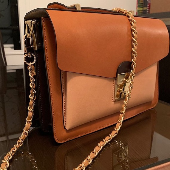 leather chain tote