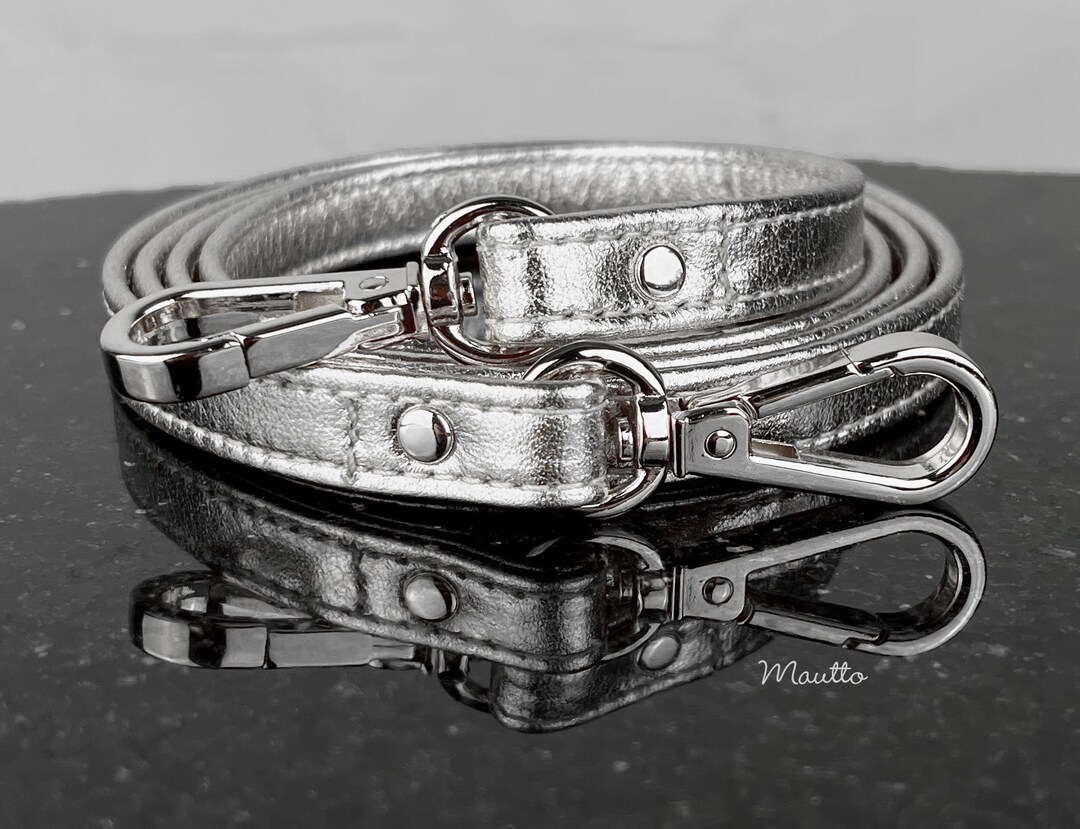 Metallic Silver Leather Strap for Petite/small Bags, Purses, Slgs
