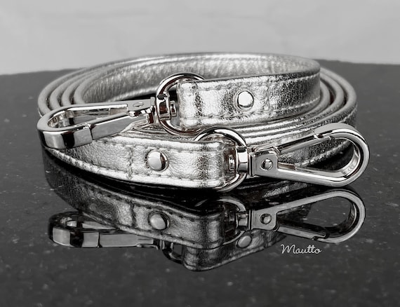 Metallic Silver Leather Strap for Petite/small Bags, Purses, Slgs, Handbags  Choose Length & Hardware Finish 