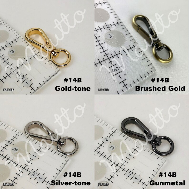 Clip styles and finishes available for petite leather straps by Mautto.