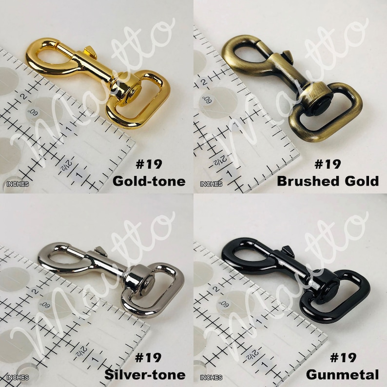 Swiveling clip options for black pebbled textured leather straps for purses, handbags and more.