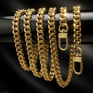 Gold Curb Chain Bag Strap – Thick Luxury Diamond Cut Steel, Customize Length