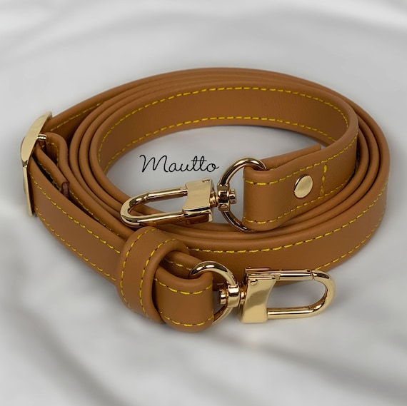 Tan Leather Strap with Yellow Stitching for Louis Vuitton (LV