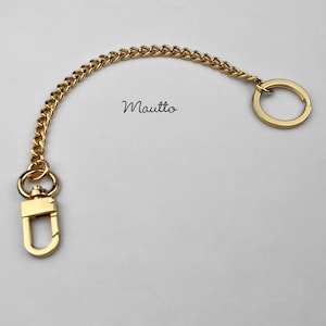 Bag Charm Purse Charm Chain - Gold or Silver - Mini Classy Curb Diamond Cut Chain - Swivel Clasp + Keyring