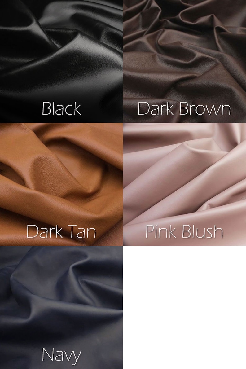 Color swatches for leather options used with petite wrist strap key chain accessories.
