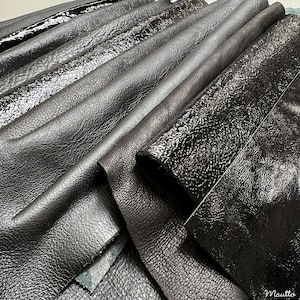Black Genuine Leather Pieces Scraps Remnants - 1 Pound Bag for Crafts Art DIY Projects Leather Jewelry Making School Child Activities etc