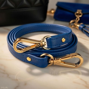 Royal Blue Leather Purse Strap: Customize Crossbody Length Handbag Strap