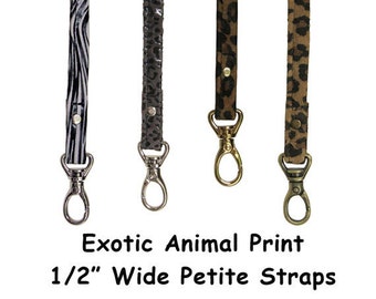 EXOTIC ANIMAL PRINT Leather Handbag Straps - .5" (inch) Wide - Your Choice of Length, Color & Hardware Style - Made to Order