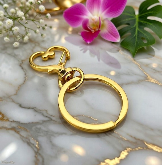 Heart Keychain Clip: Gold or Silver Bag Charm, Swivel Key Ring - Etsy