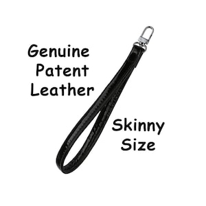 Patent Leather Wristlet Strap – Skinny 1/2 inch, Black or Red Shiny Glossy Leather