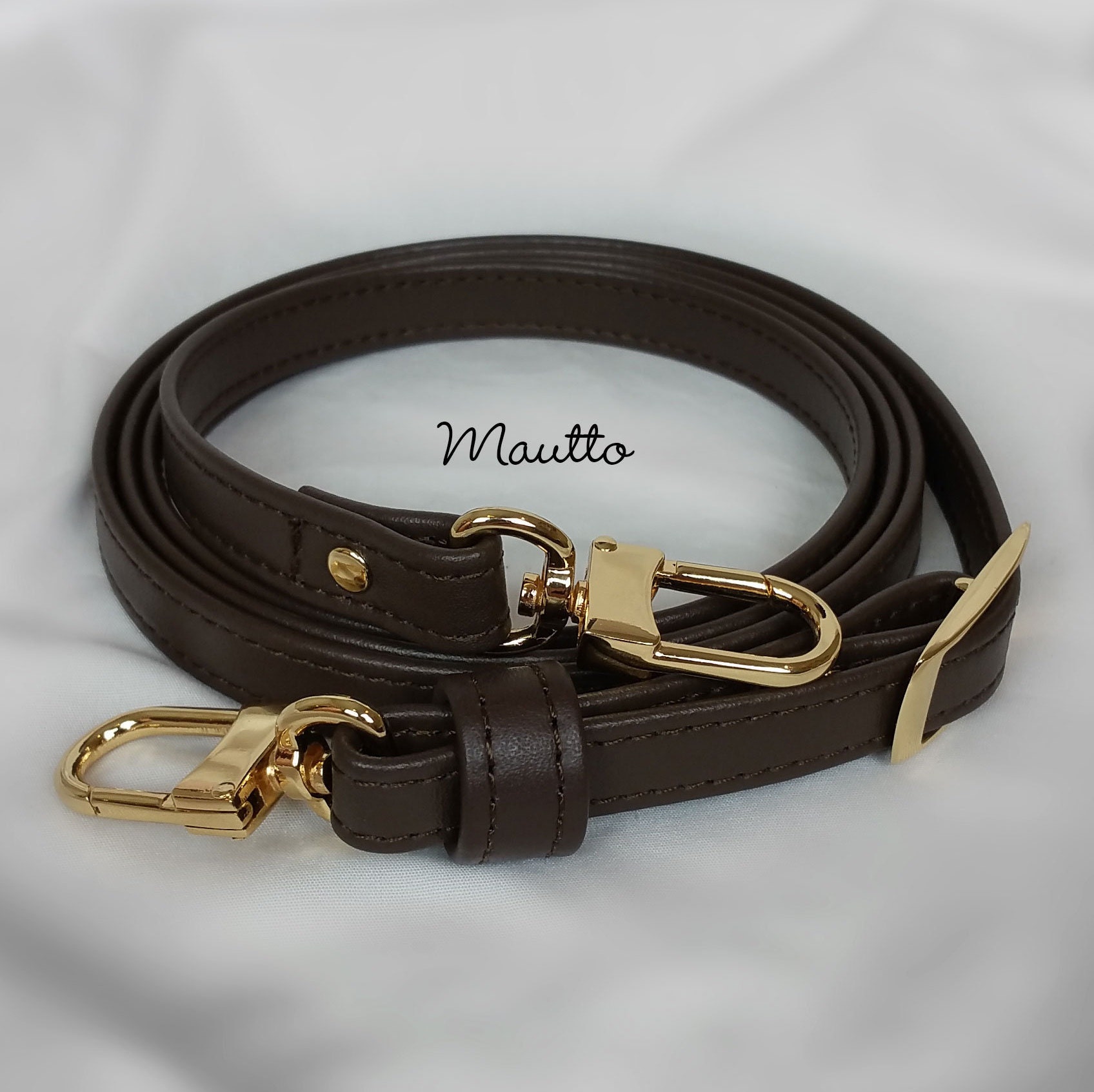 Brown damier Ebene Leather Strap for LV Louis Vuitton