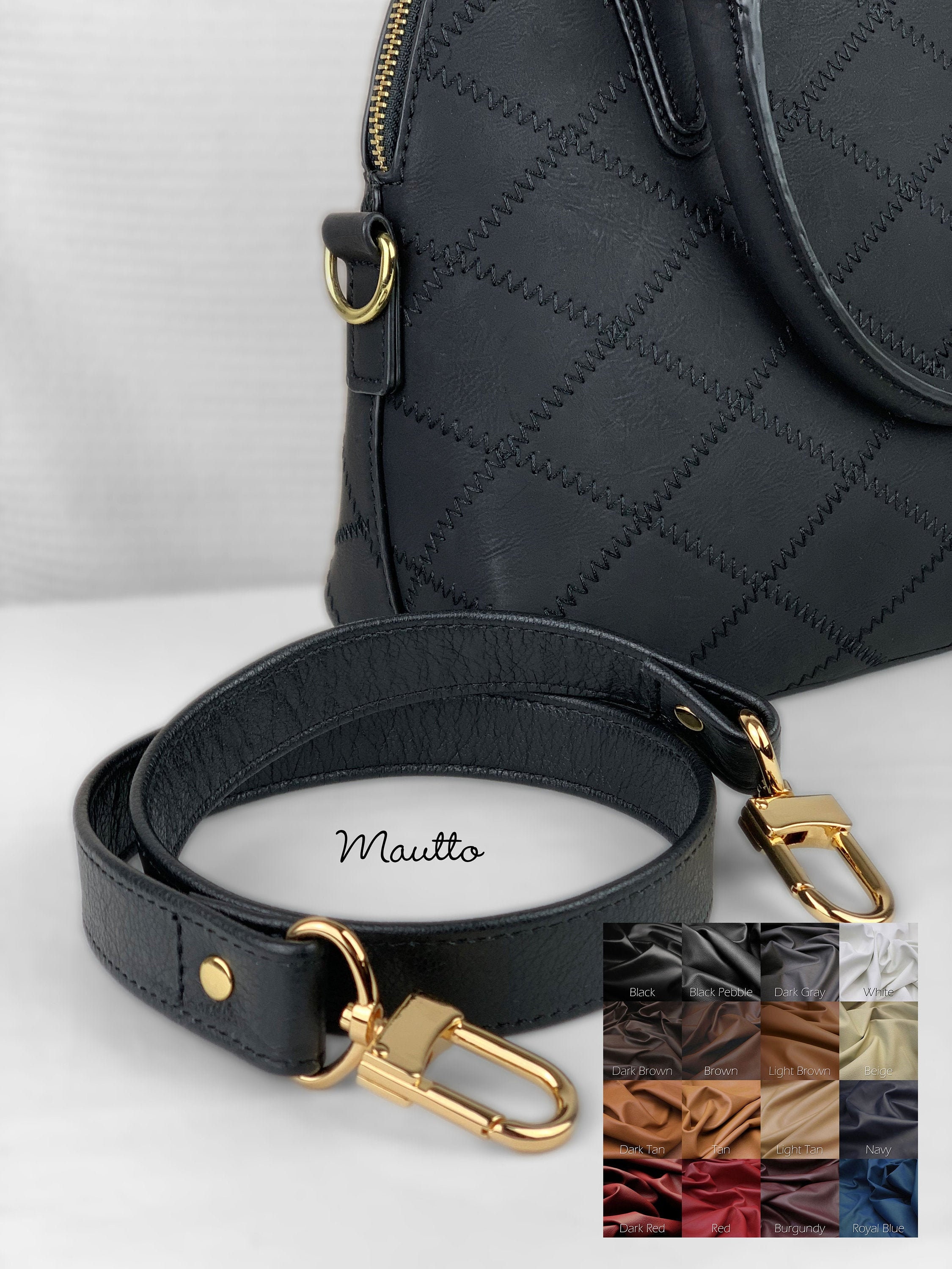Dark Brown & Gold Cross Body Strap - Adjustable Soft Nylon - Handmade –  Mautto