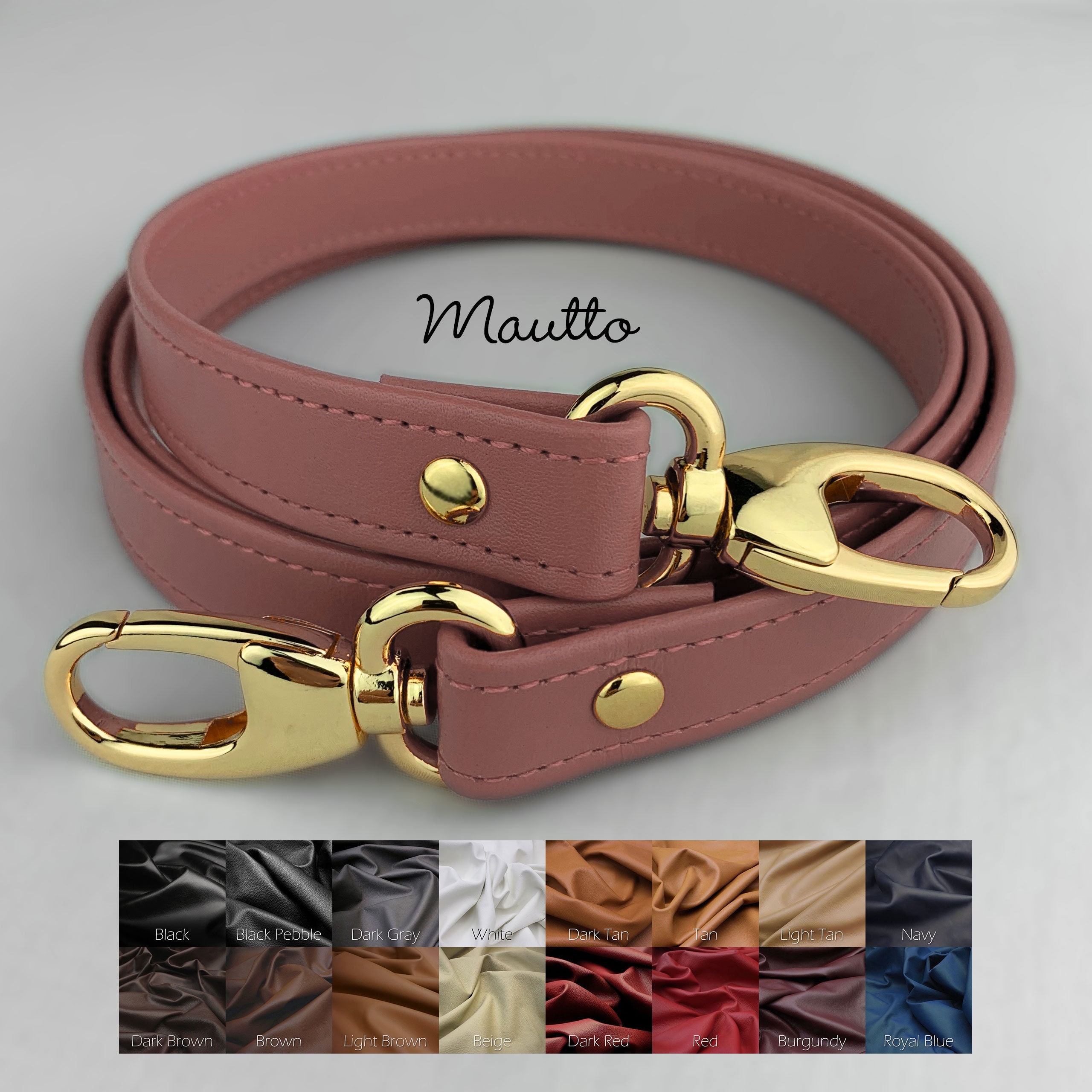 Mautto Leather Key Fob Tether - Secure Keys to Purse or Clothes Pink Blush Leather / Silver-Tone