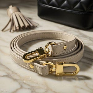 Light Taupe Leather Purse Strap: Shoulder to Crossbody Bag Strap, 13mm Wide, Turtledove Colorway