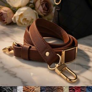 Adjustable Genuine Leather Crossbody Strap – Replacement Purse Strap, Customize Connectors