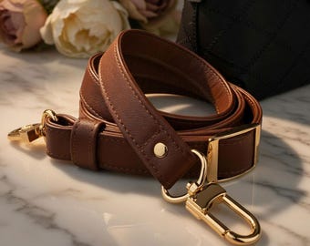 Adjustable Genuine Leather Crossbody Strap – Replacement Purse Strap, Customize Connectors