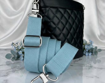 Light Sky Blue Canvas Bag Strap: Adjustable Crossbody Purse Strap