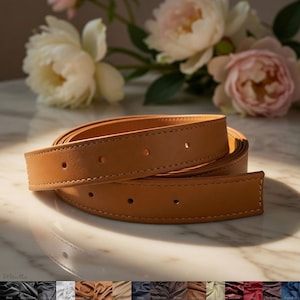 Adjustable Leather Bag Strap, 1-inch Wide, Shoulder to Crossbody, Punched Hole Ends