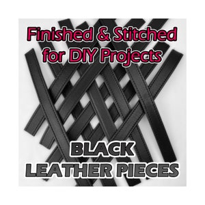 Leather Strap Finished Stitched for DIY Projects, 10 Pieces of Black 3/4&quot; Wide: Watch Bands Jewelry Bracelets Handbag Accents Crafting