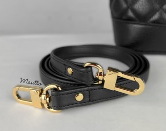 Black Purse Strap Ultra Premium Vinyl Faux Leather with Grain Texture, Customize Length from Shoulder to Long Crossbody - Vegan Friendly