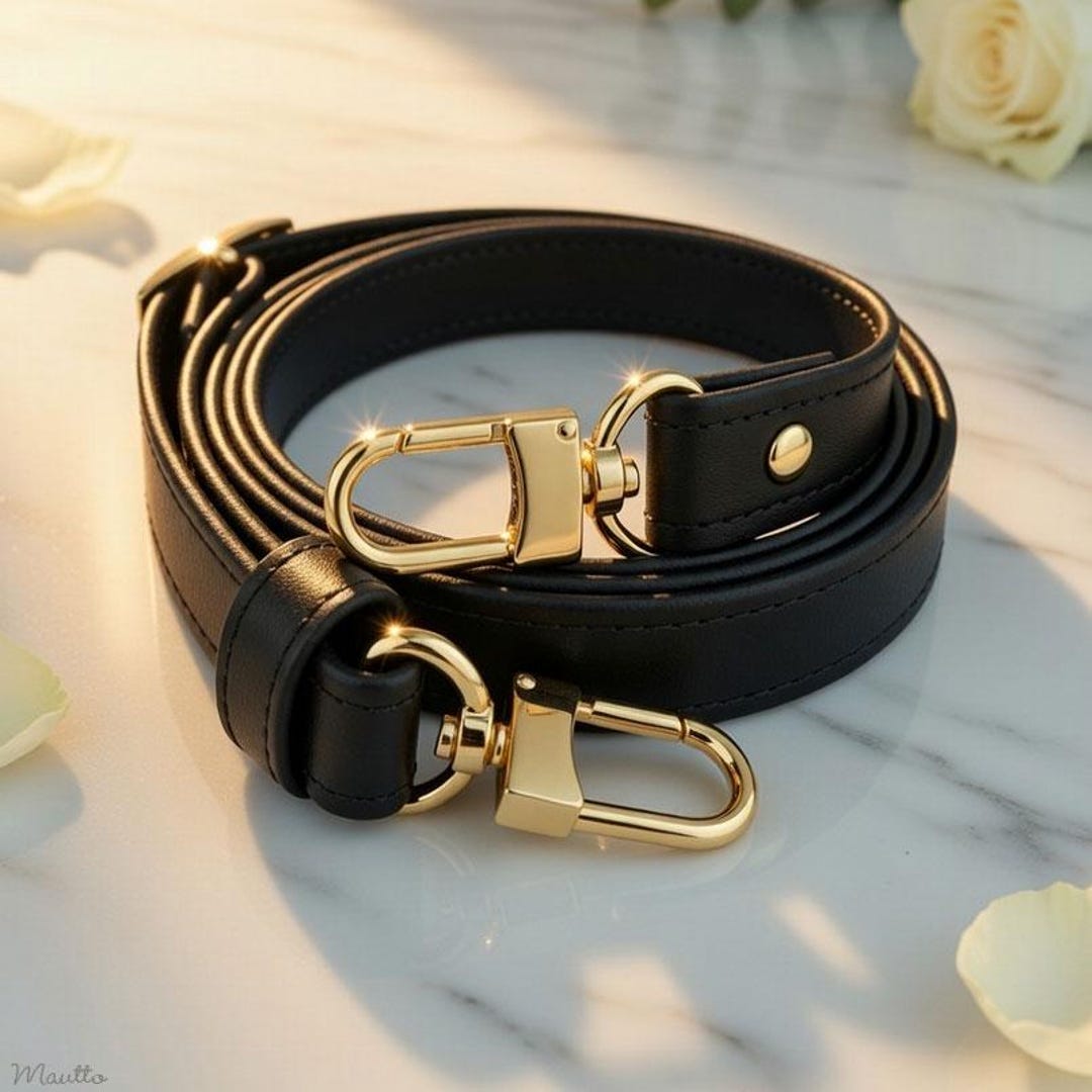 l*9様 LOUIS VUITTON ベルト金具 Black Leather Crossbody Strap for Louis Vuitton, Adjustable
