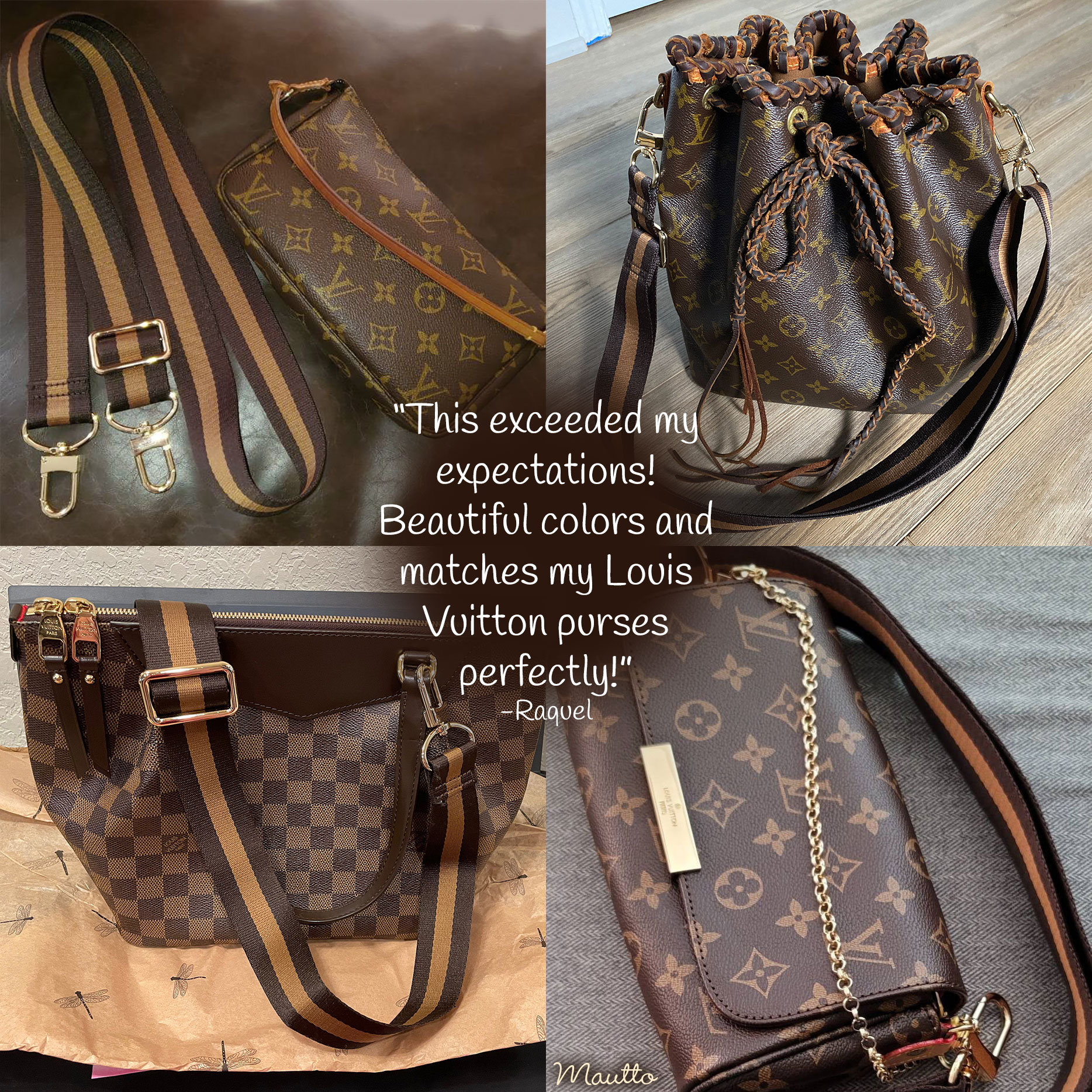 Dark Brown & Golden Honey Strap for Bags 1.5 Wide -  Denmark