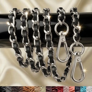 Tracolla a catena classica in pelle intrecciata color argento – Accessorio per borsa e pochette
