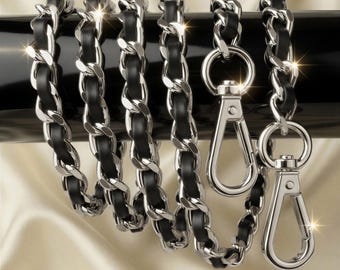 Klassiek leren geweven zilverkleurige kettingriem – handtas en koppelingsaccessoire