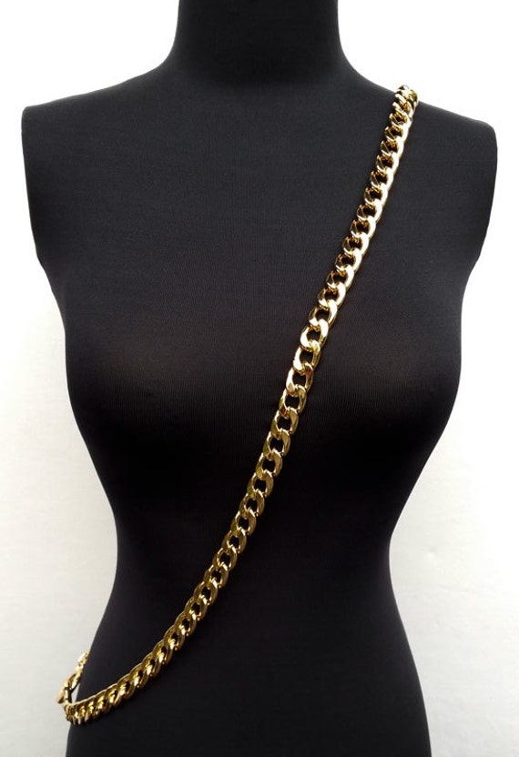 Chunky Flat Gold Chain Handle Decorative Strap for Toiletry 