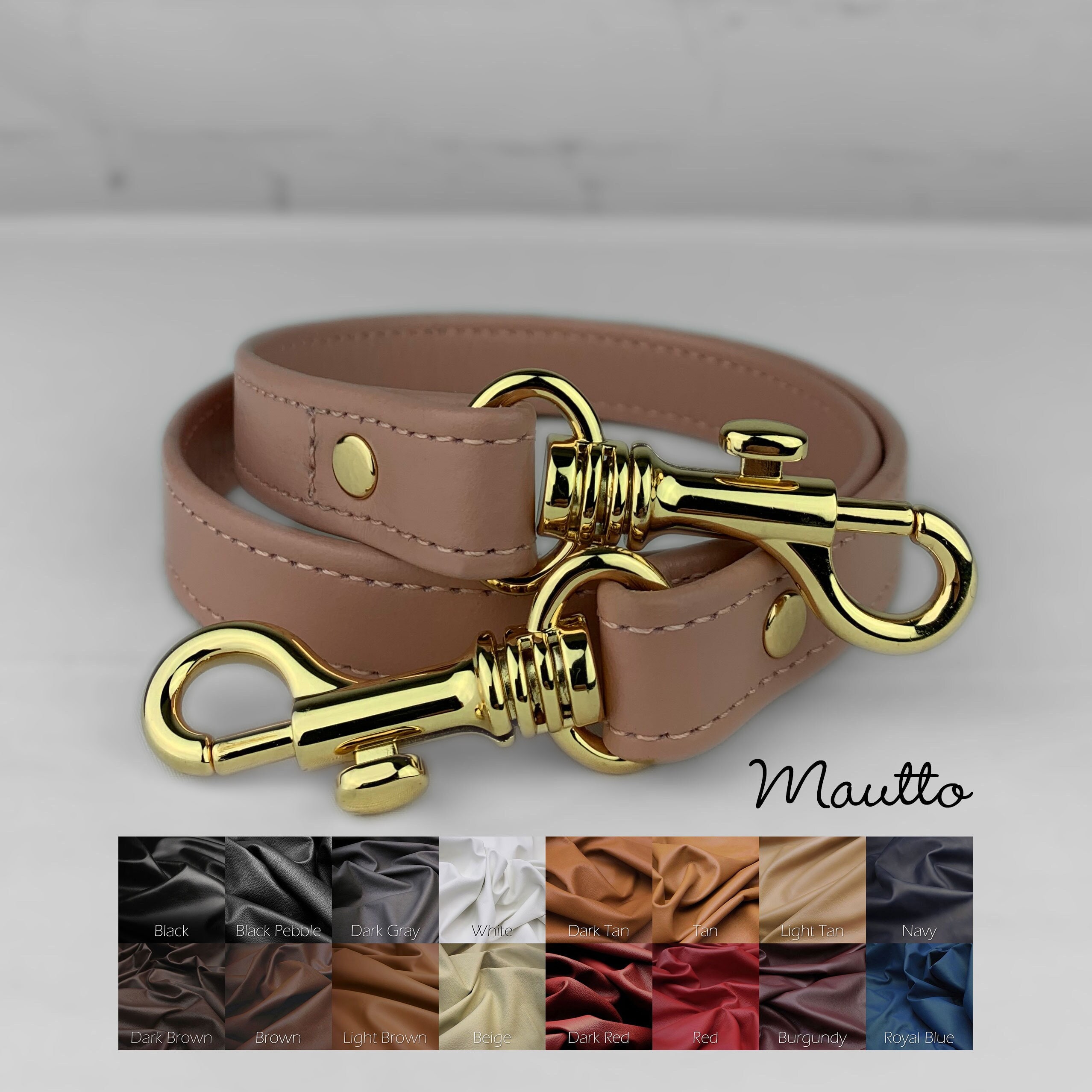 Mautto Black Leather Strap for LV Pochette, Alma, Eva Etc