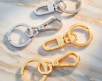 Chaveiro com clipe giratório – Acessório para bolsa em dourado ou níquel