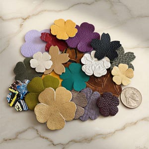 Leather Flower Cutouts - Colorful Pieces for DIY Crafting (20pc 1-2 inch)