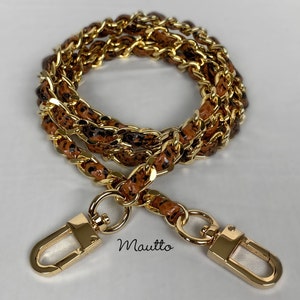 Gold Chain Bag Strap – Snake Skin Leather Woven Handle to Crossbody Lengths