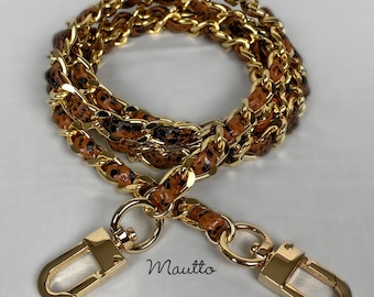 Gold Chain Bag Strap – Snake Skin Leather Woven Handle to Crossbody Lengths