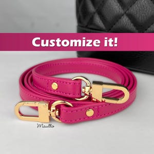 Fuchsia Lederriemen, Echtleder Geldbörse Riemen, Fuchsia Pink Taschengurt: Passen Sie die Schulter an die Länge und den Verschluss des Körpers an - 13mm breit
