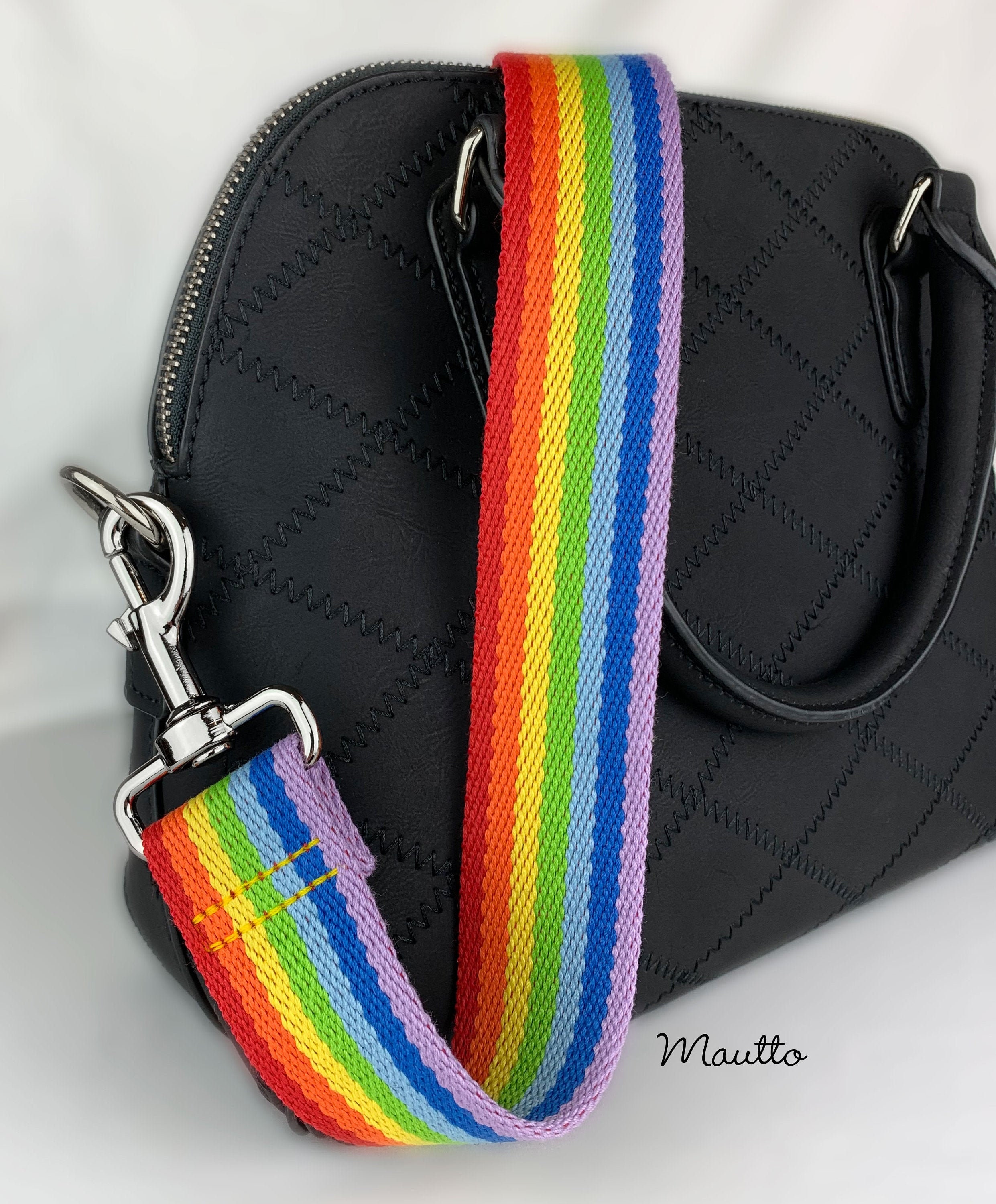 Rainbow handbag strap hotsell