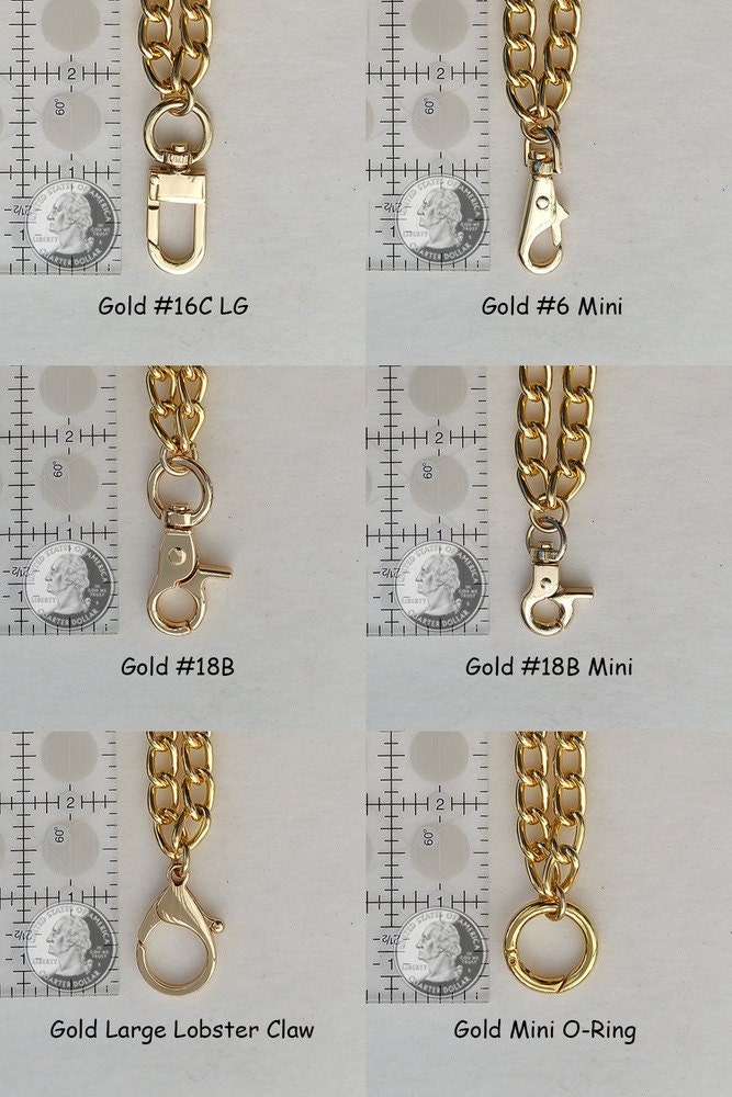 GOLD or NICKEL Classy Curb Chain Wrist Strap 3/8 9mm Wide Choose Size &  Hook Type 