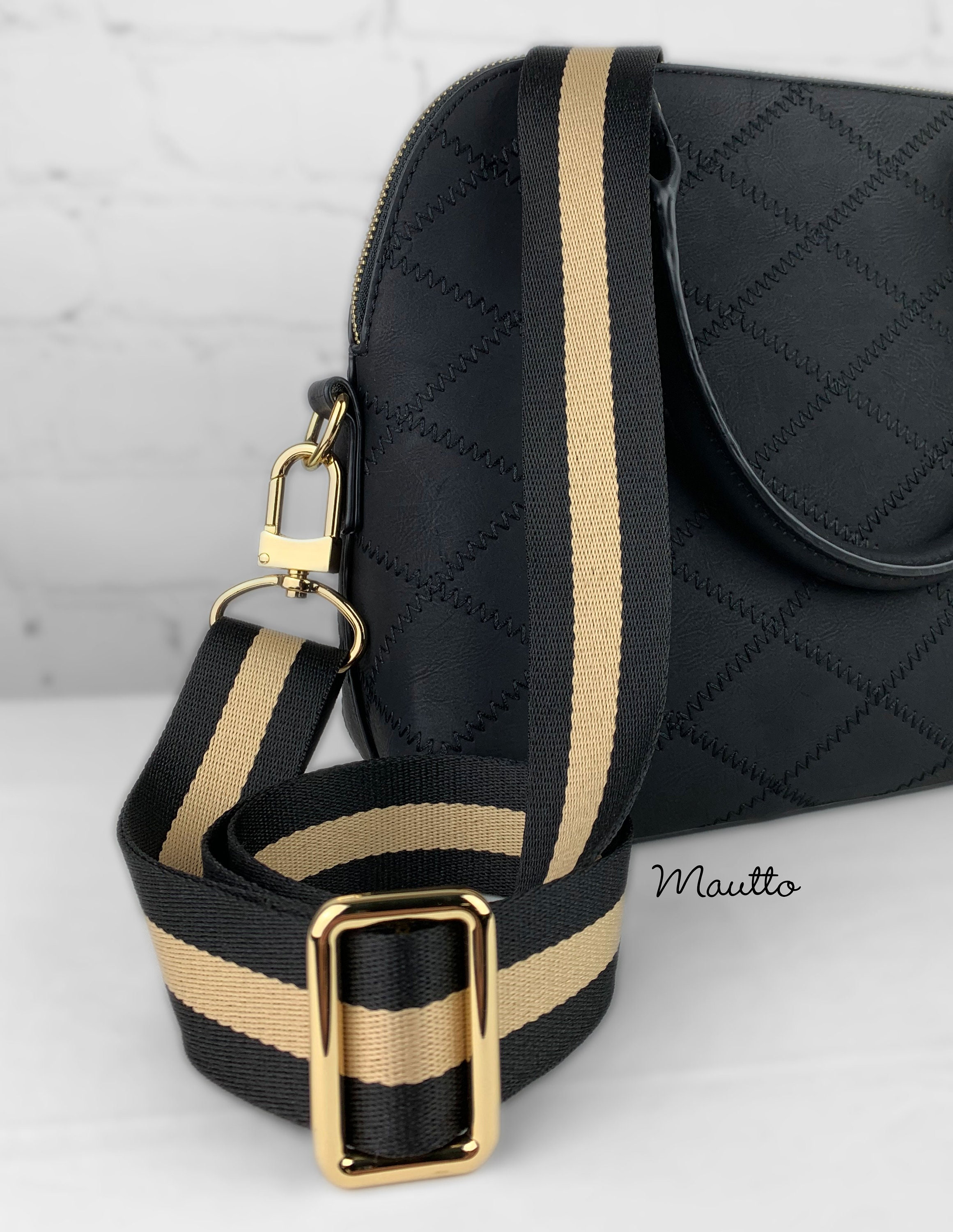 Khaki Leather Zip Wide Strap Crossbody Bag Work Purses for